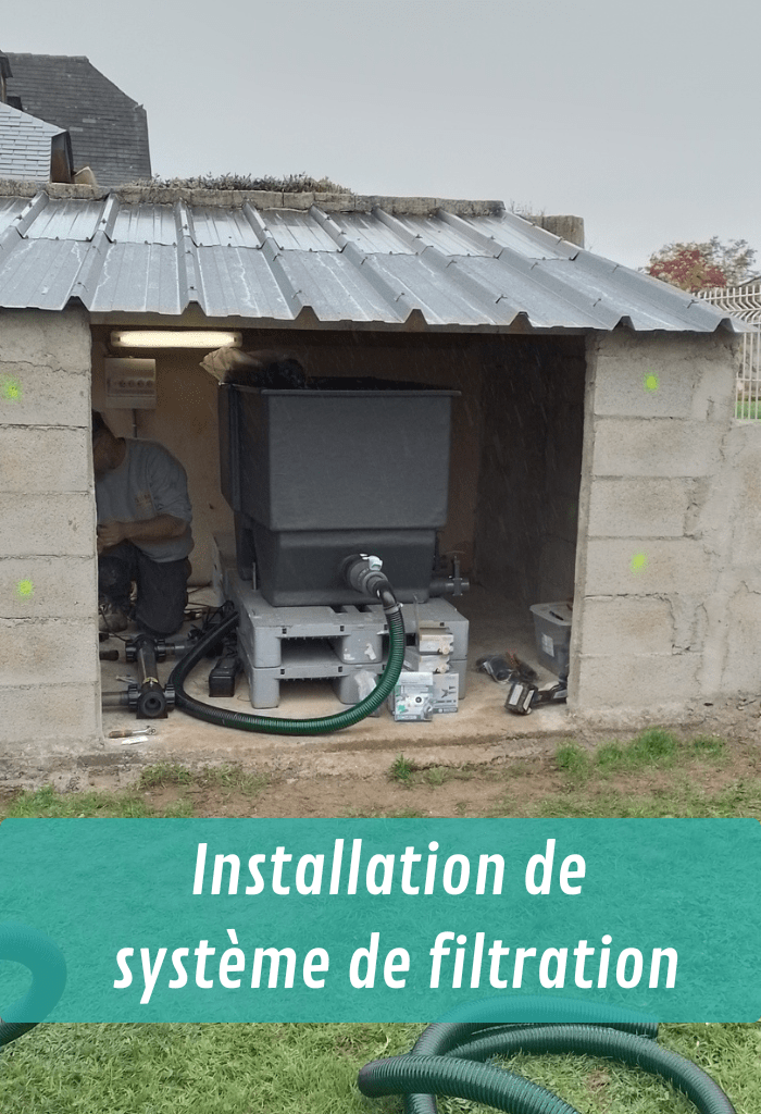 installation de système de filtration pour bassin