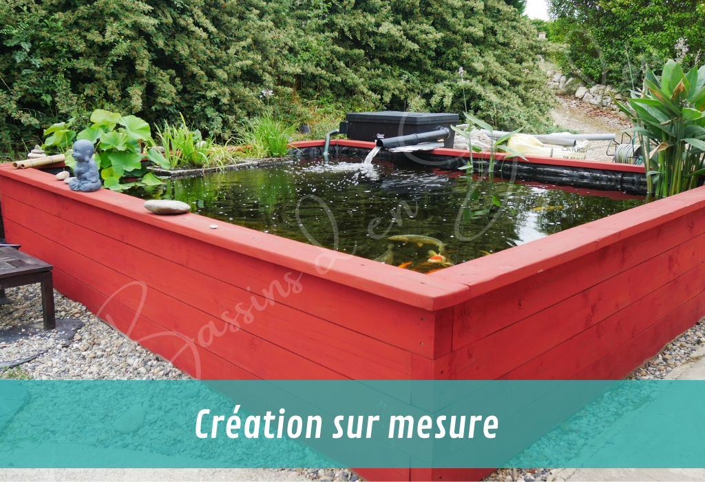 création de bassin de jardin semi enterré pour carpes koi